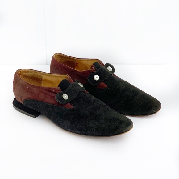 burgundy suede loafers